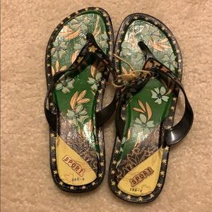 Painted floral sandal flip flops